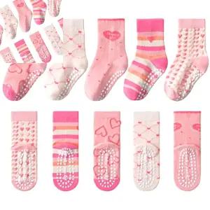 한챠 유아양말 논슬립바닥 보행안전 사계절 착용 아동패턴 발바닥전체 미끄럼방지 핑크하트케어삭스