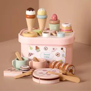 어린이집 파스텔칼라 안전마감 원목디저트놀이세트 이모선물 소꿉놀이