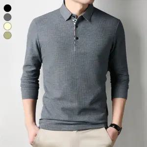 남성 긴팔 카라티셔츠 피케티셔츠 통기성 무지 골프웨어 상의 4색상