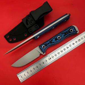 새로운 야외용 고정식 칼 VG10 스틸 블루 G10 핸들 소형 직선 과일칼 캠핑 사냥칼 핸들 고기칼