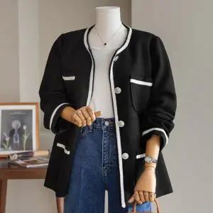 (안나앤플러스) 드젤 배색 트위드 자켓[자켓EDM68] 빅사이즈