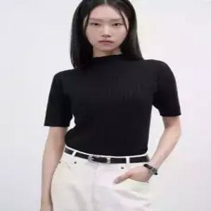 제너럴아이디어 generalideastandard 홀가먼트 리브드 모크넥 니트 [BLACK] WBE4L05542