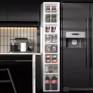 다용도실 주방 틈새수납장 부엌 냉장고 슬라이딩 틈새장