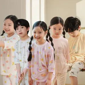 삐삐롱 2026 남아 여아 초등학생 무형광 간절기 내의 내복 레이온 편면 7부 실내복