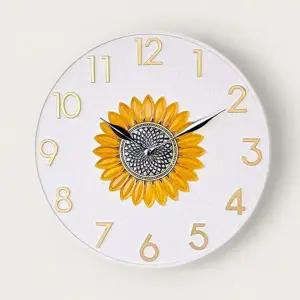 무소음 벽 시계 인테리어 조용한 해바라기 거실 벽 시계 디자인 벽장식 집들이선물 아날로그 선물용 개업