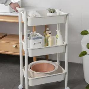 맑은하루 이동식 트롤리 3단 화이트선반정리대 주방 욕실수납 수납