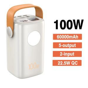 PD100W 60000mAh 보조베터리 USB C 휴대용 고속 충전 외부 예비 배터리 노트북 iPhone 15 용 대용량