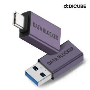 디큐브 데이터 차단 USB-C USB-A C OTG 젠더 어댑터 해킹 방지(퍼플)