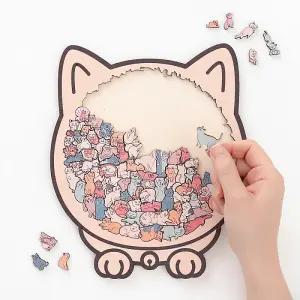 [문구티쳐] 민화 고양이 원목 퍼즐 DIY 원목퍼즐완구 직소 나무 조각맞추기 소근육발달