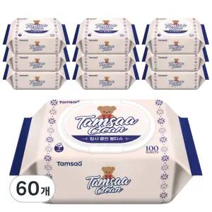 탐사 클린 도톰한 물티슈 캡형, 100매, 60개