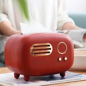 티슈 케이스 레트로 라디오 탁상용 휴지 케이스 거실