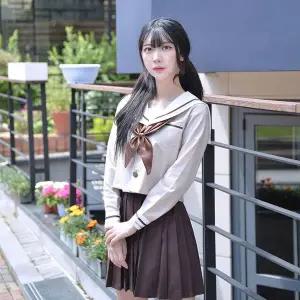 [골드스마일]TBZ 교복몰 따뜻한 브라운 일본여고생 세라복 세트 (긴팔)