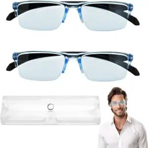 KURTOPLY 2개 자동 초점 안경 줌 읽기 지능형 자기 조정 노안 안티 블루 라이트 글래스 조절 색상 변경