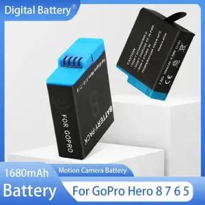 GoPro 8 7 6 5 용 1680mAh 배터리 Hero8 충전식 리튬 이온 팩 카메라 보관함