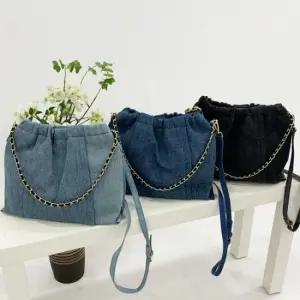 데님 골드 체인 숄더 크로스백 HH-J01