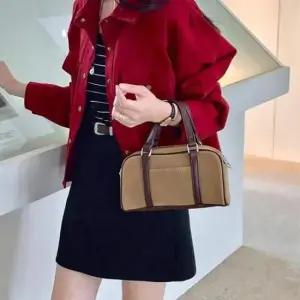 여자 스퀘어 스웨이드 소재 귀여운 미니 사이즈 보스톤 토트백 크로스백