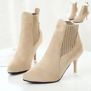 여자신발 스웨이드 따뜻한 여성 겨울 앵클부츠 8cm구두