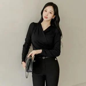 [스타일온미][루이스엔젤] 파멜라 볼륨 랩 셔링 쟈가드 블라우스 티