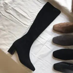 양가죽 스웨이드 스판 삭스부츠 미들힐 롱부츠