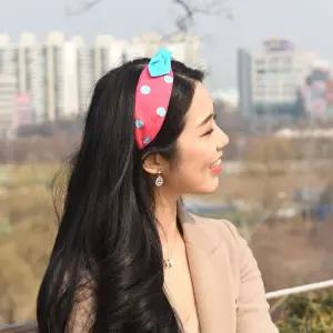 네온 컬러도트 레트로 리본 반다나 헤어밴드 5Colors vGg1+9FMd