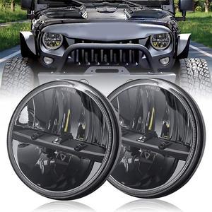 1 쌍 러닝 라이트 7 인치 LED 헤드 라이트 H4 Hi-LoFor Lada 4x4 도시 Niva Jeep Wrangler TJ JK LJ CJ Lan