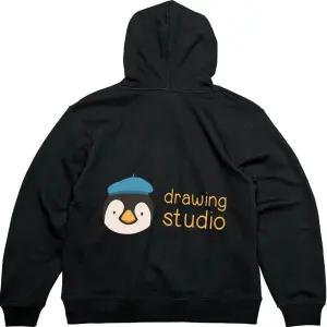 기모후드집업 뒷면 Drawing Studio 펭귄그림 다양한색상 전사이즈