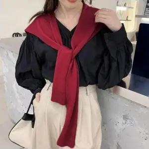 레이어드 얇은 봄여름 무지니트 어깨숄 페이크 가디건