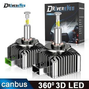 360 3D D1S D3S LED 자동차 헤드라이트 전구 캔버스 D2S D4S D8S LED HID 키트 D1R D2R D3R 자동차 램프 터