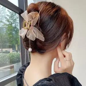 진주 헤어핀 빅사이즈 시스루 데일리 리본 집게 핀 머리핀 여성