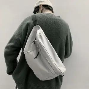 남녀 공용 캐주얼 고급 면소재 빅사이즈 힙색 슬링백 hKZ3+6YNt
