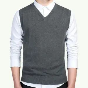 베스트 무지 민소매 보이넥 니트 남성조끼 니트조끼 스타일 남성