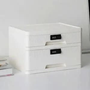 금고 프라이빗 서랍형 소형 가정용 금고 수납 비밀 플라스틱 사무실 수납장 서랍장 보관함 문서 잠금 번호
