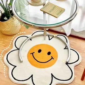미끄럼 방지 러그 두꺼운 부드러운 거실 스마일 꽃 러그 화장실 매트 현관 주방 욕실