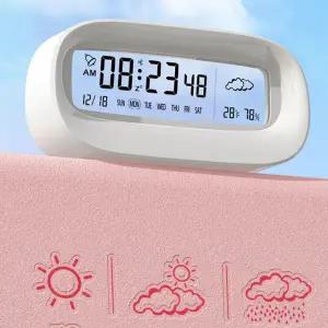 알람 시계 무소음 온습도 디지털 탁상 시계 전자 온습도계 사무실 led 스마트 실내 무선