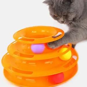 고양이 공놀이 실내 트랙 디스크 고양이 놀이 장난감 활동 반려동물원형 반려동물 타워 훈련 회전