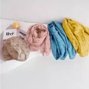 스마일 패턴 롱 머플러 귀여운 데일리 코디 봄 스카프