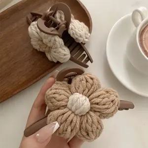 여자 플라워 모양 포인트 헤어 머리핀 매트 집게핀 ySj9+3XqL