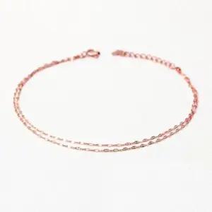 데일리팔찌 GOLD 로즈골드 잠자리2 더블 체인 두줄 팔찌 14K