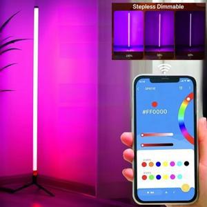 RGB 플로어 램프 코너 침실 주변 조명 스칸디나비아 스타일 색상 변경 디밍 1PC