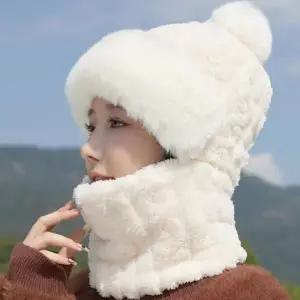 겨울철 코디 꽈배기 넥워머 뽀글이 털 방울 방한 모자 여성모자 겨울모자 니트모자