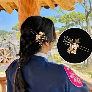 [에이치플러스몰]u핀비녀 골드 여성 U자비녀 세련된 올림머리 고정핀