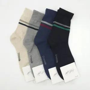 크로커다일 남성 배색두줄 중목양말 5켤레 ELY-9006