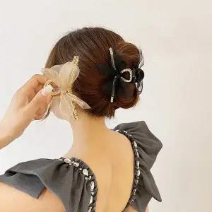 리본 510QLW10 핀 집게 헤어 클래식 올림 큐빅 반 삔