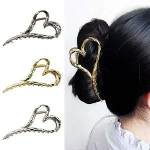 집게핀 585XZH98 편한 하트 여성 올림머리 메탈 반