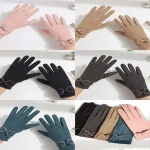 여자 434NZH43 보온 장갑 가능 여자장갑 벨벳 터치 리본 겨울