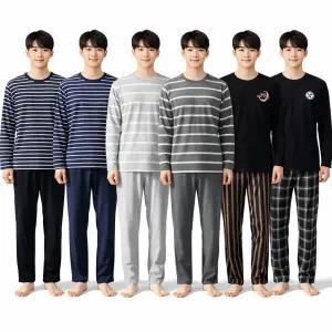1+1 남자 잠옷 긴팔 상하의세트 파자마세트 홈웨어 남성 편한 라운지웨어 실내복