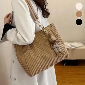 빅숄더백 여성 코듀로이 플리스 토끼 사각 숄더백 캐주얼백
