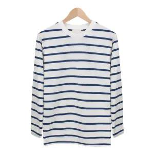 네이비 와이드 스트라이프 라운드 티셔츠_MOD005_NAVY