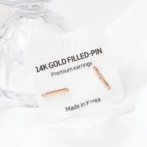 예쁜귀걸이 골드필드 핀 큐빅 엣지 스틱 일자침 귀걸이 14K