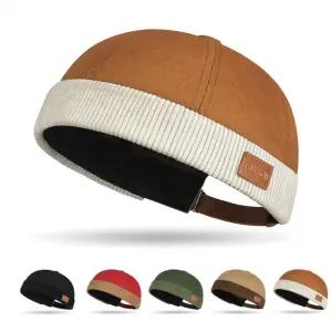 패치워크 가죽로고 와치캡 면 모자 봄 코디 볼캡 숏비니 여름 남자 와치캡